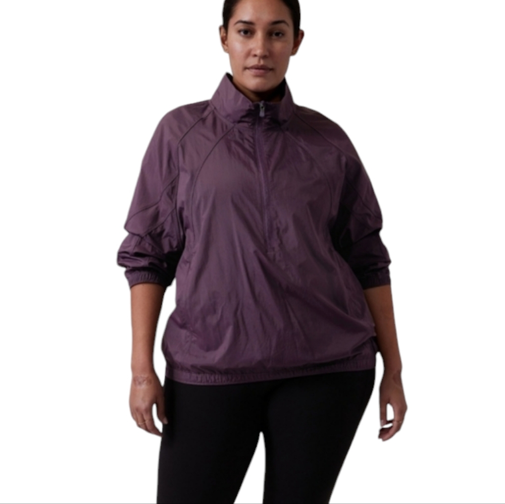 Athleta Grace Half Zip Top Jacket Deep Crocus Violet Nylon Wind Women's Size 3X